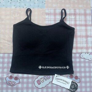 Chrome Hearts Black Backless Crop Cropped Top